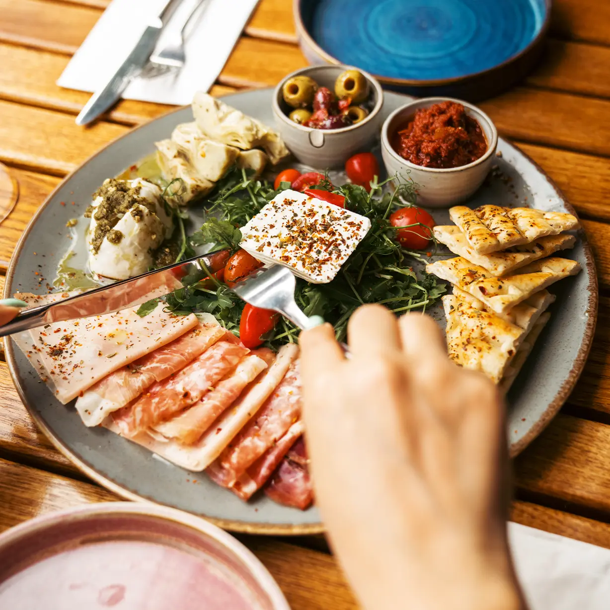 A delicious Mediterranean inspired breakfast brunch at La Mela Bistro, perfect for a relaxing morning in Hackney.